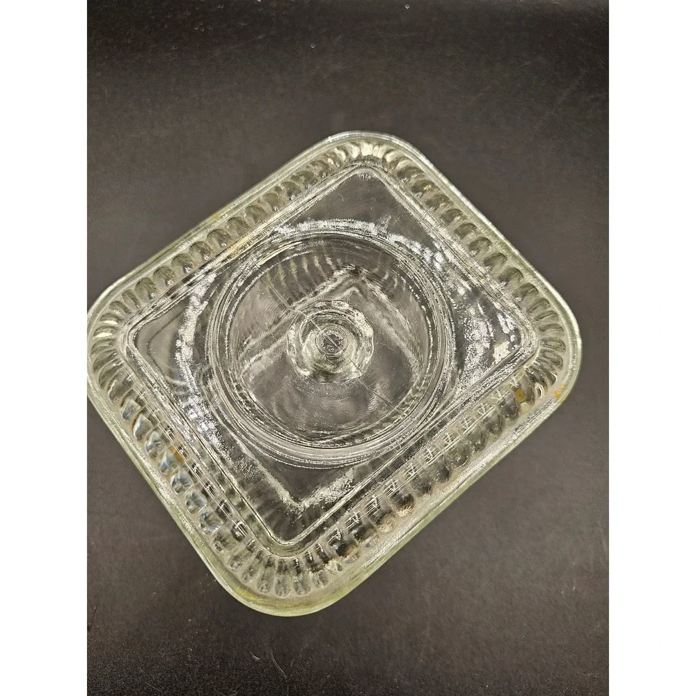 Vintage Clear Ribbed Glass Refrigerator Dish Rectangular Storage Containe Lid XX